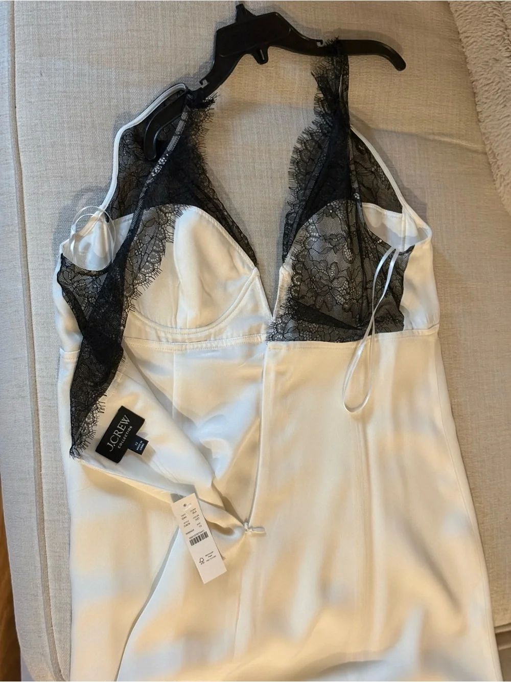 J. Crew Cream Maxi Dress with Black Lace Bodice